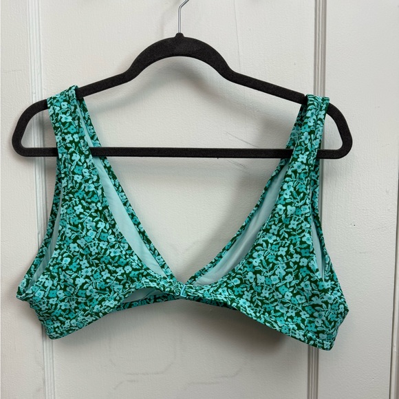 Aerie Teal Floral Triangle Bikini Top Size XXL - Picture 4 of 7